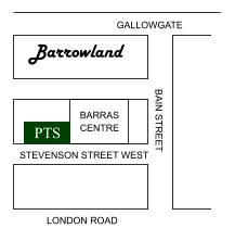 Barrowland PTS GALLOWGATE STEVENSON STREET WEST LONDON ROAD BAIN STREET BARRAS CENTRE